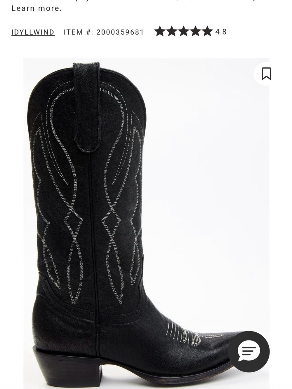Women's Black Embroidered Tall Western Heeled Boots